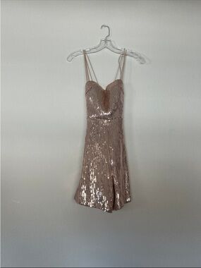 Alyce Paris Rose Gold Sequin Mini Dress